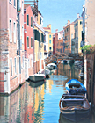 An oil painting of Rio di Santa Sofia, Venice by Margaret Heath RSMA.